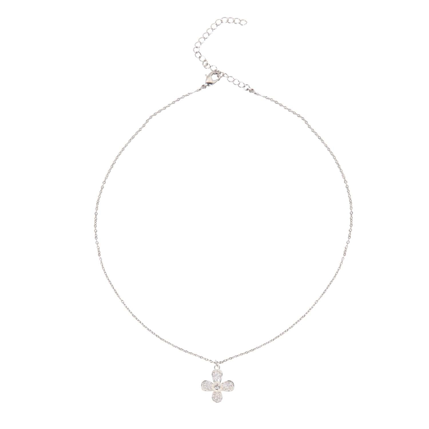 NECKLACE FLOWER PENDANT SILVER PLATED