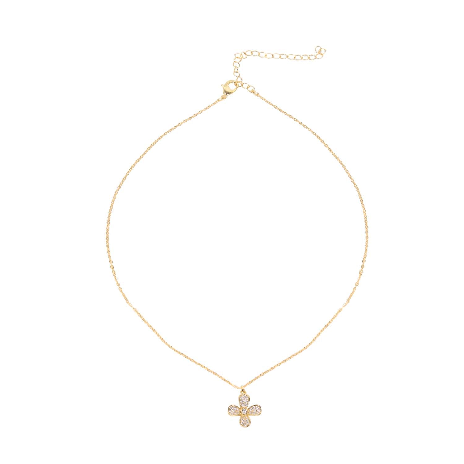 NECKLACE FLOWER PENDANT 14K GOLD PLATED