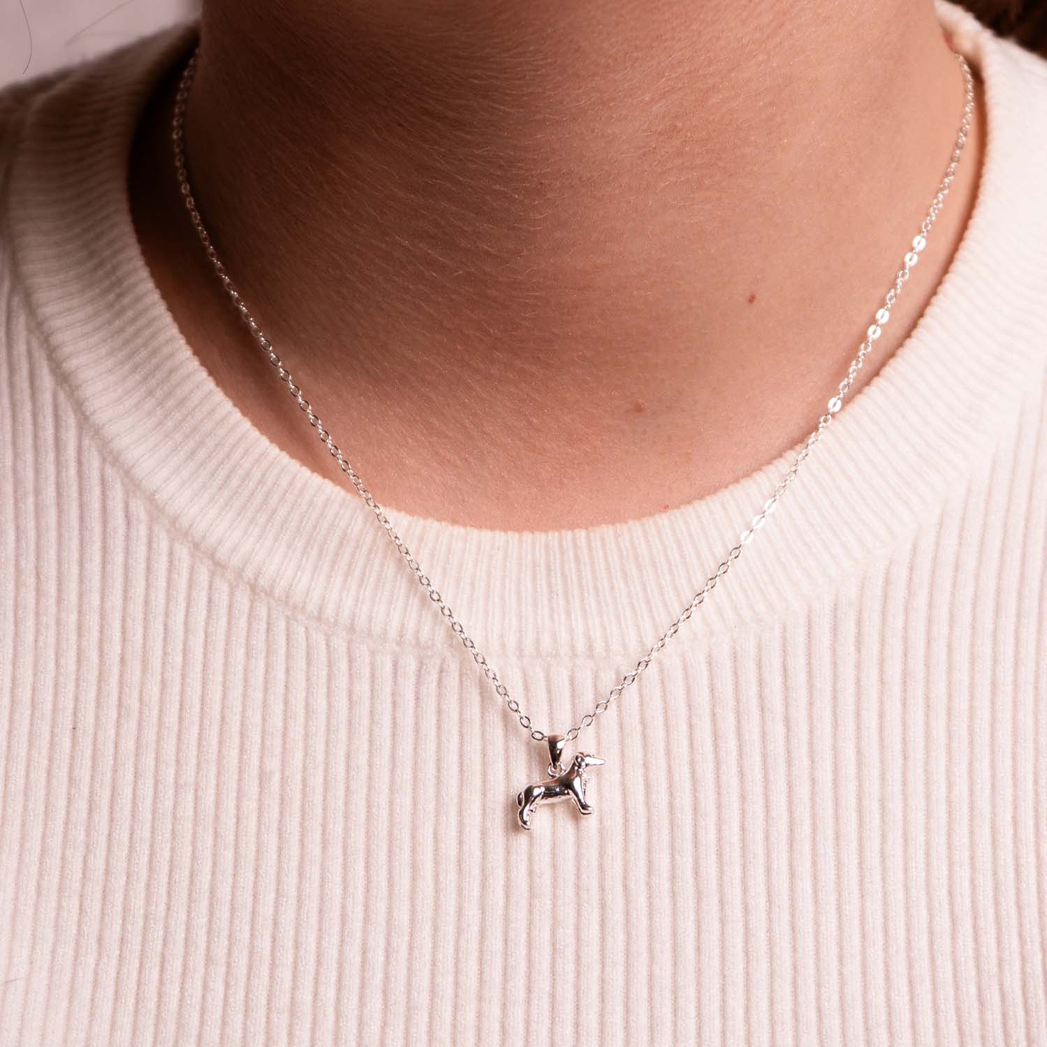 NECKLACE DOG PENDANT SILVER PLATED