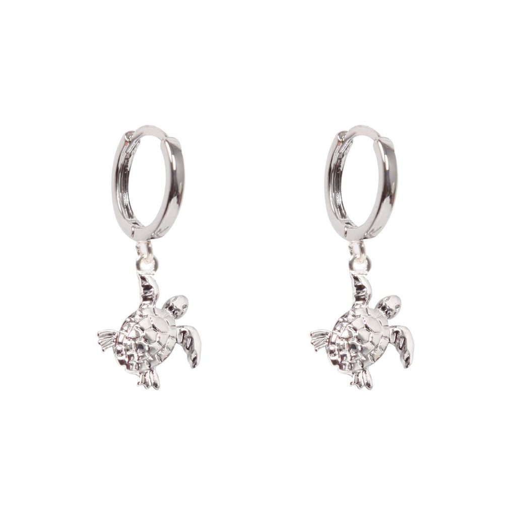 EARRING TURTLE CHARM SILVER PLATED