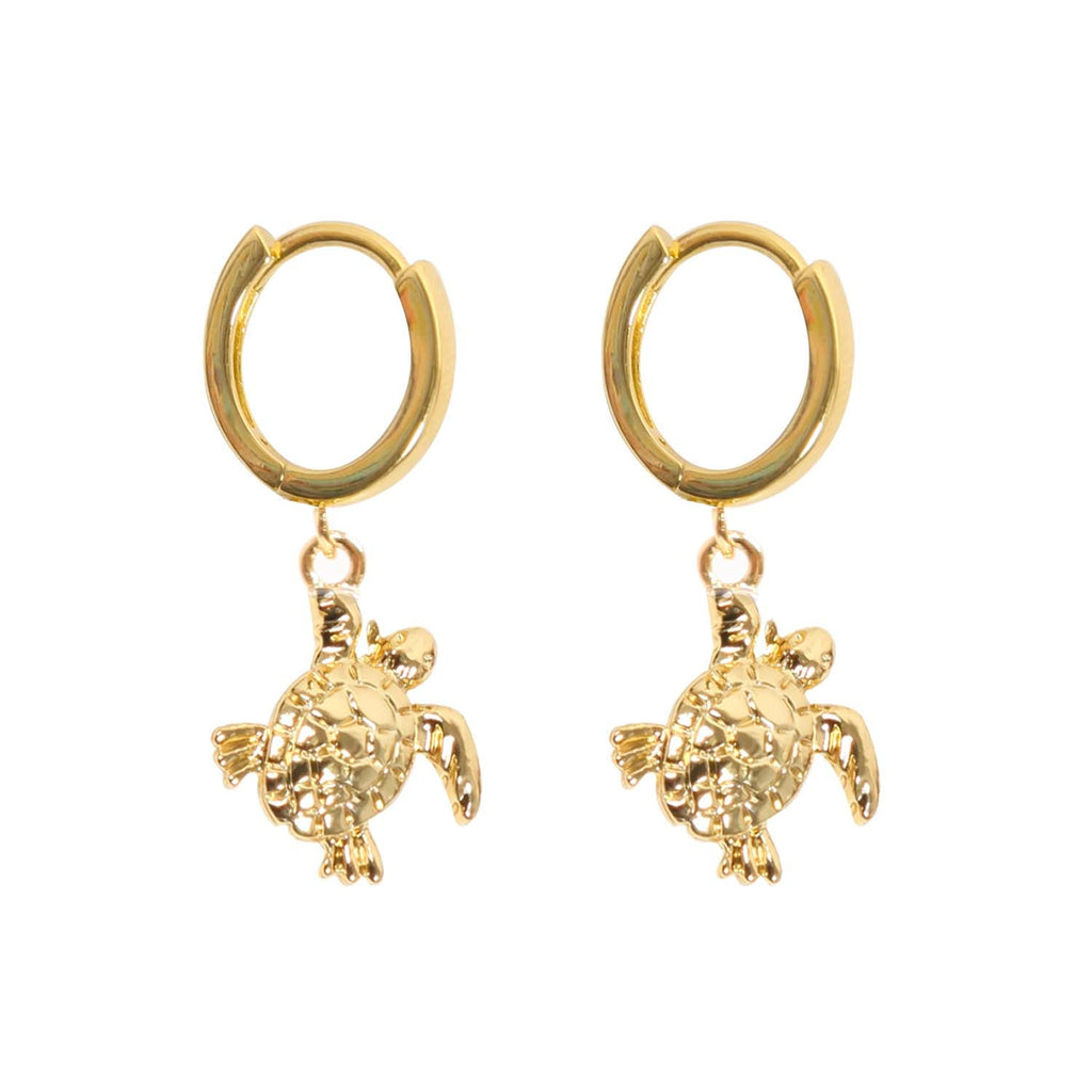 EARRING TURTLE CHARM GOLD PLATED