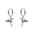 EARRING HUMMINGBIRD CHARM SILVER PLATED