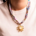 TWILLY NECKLACE SUNBURST PENDANT 14K GOLD PLATED