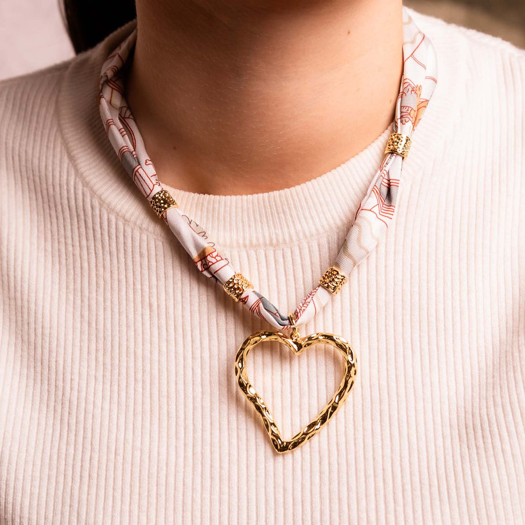 TWILLY NECKLACE OPEN HEART PENDANT 14K GOLD PLATED