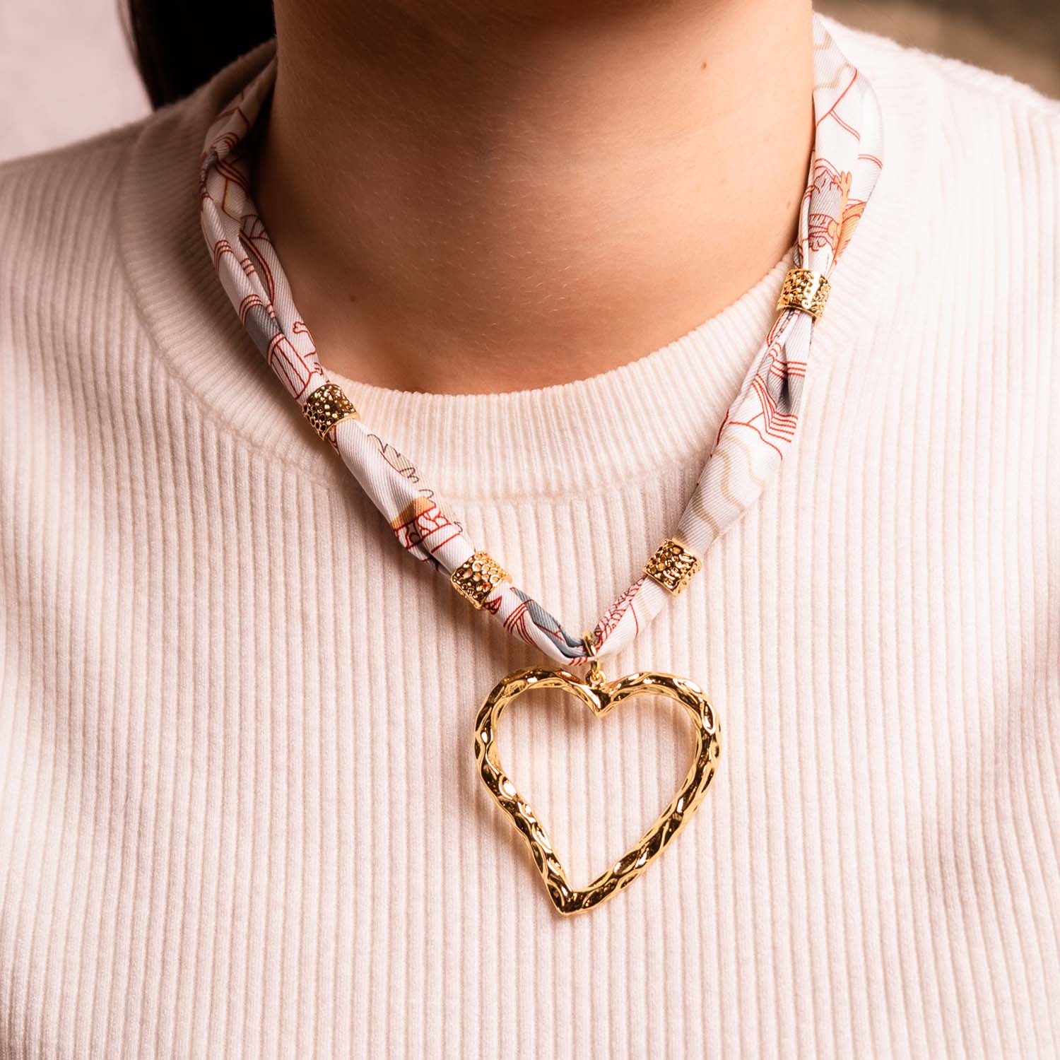TWILLY NECKLACE OPEN HEART PENDANT 14K GOLD PLATED
