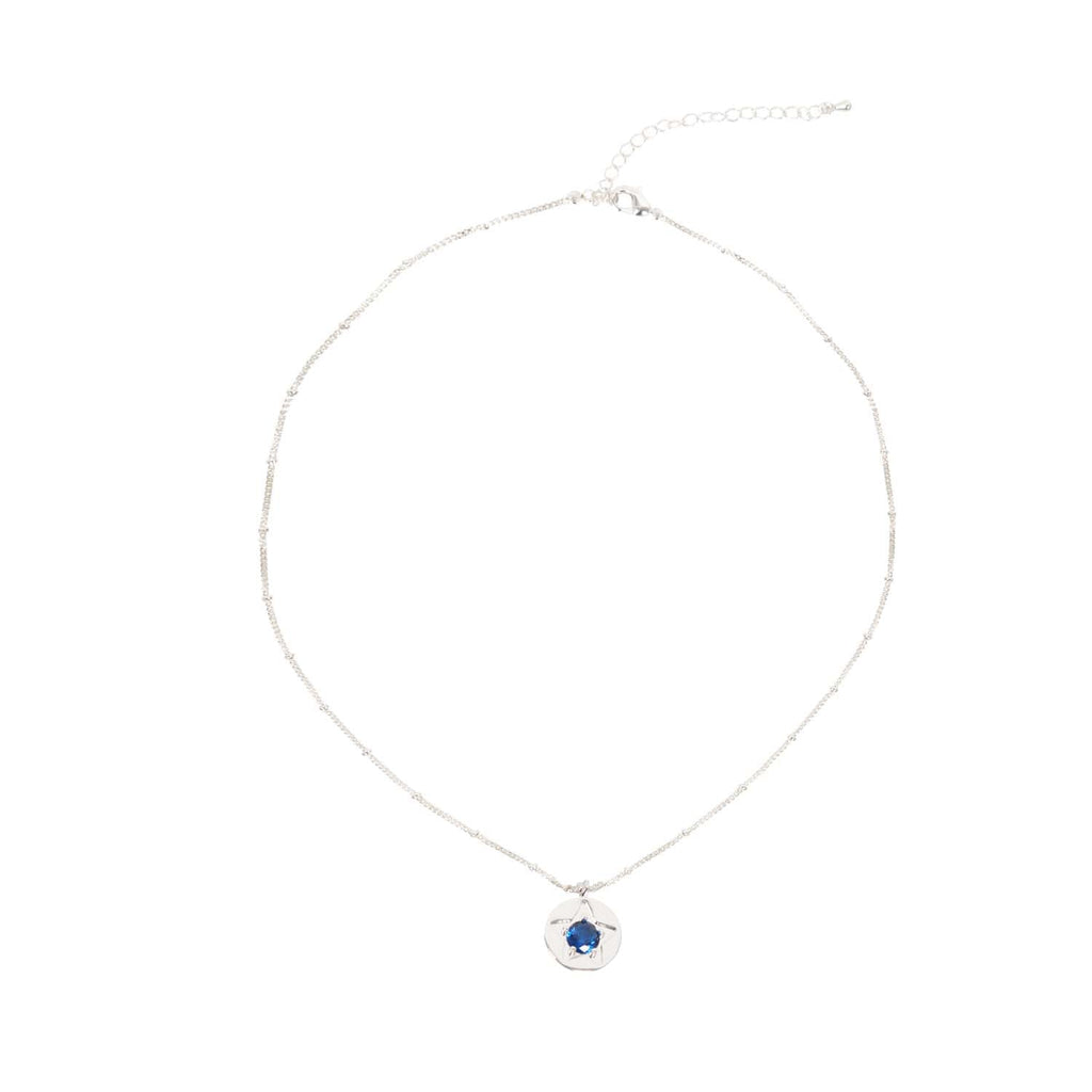 NECKLACE CLEAR CRYSTAL STAR DETAIL SILVER PLATED