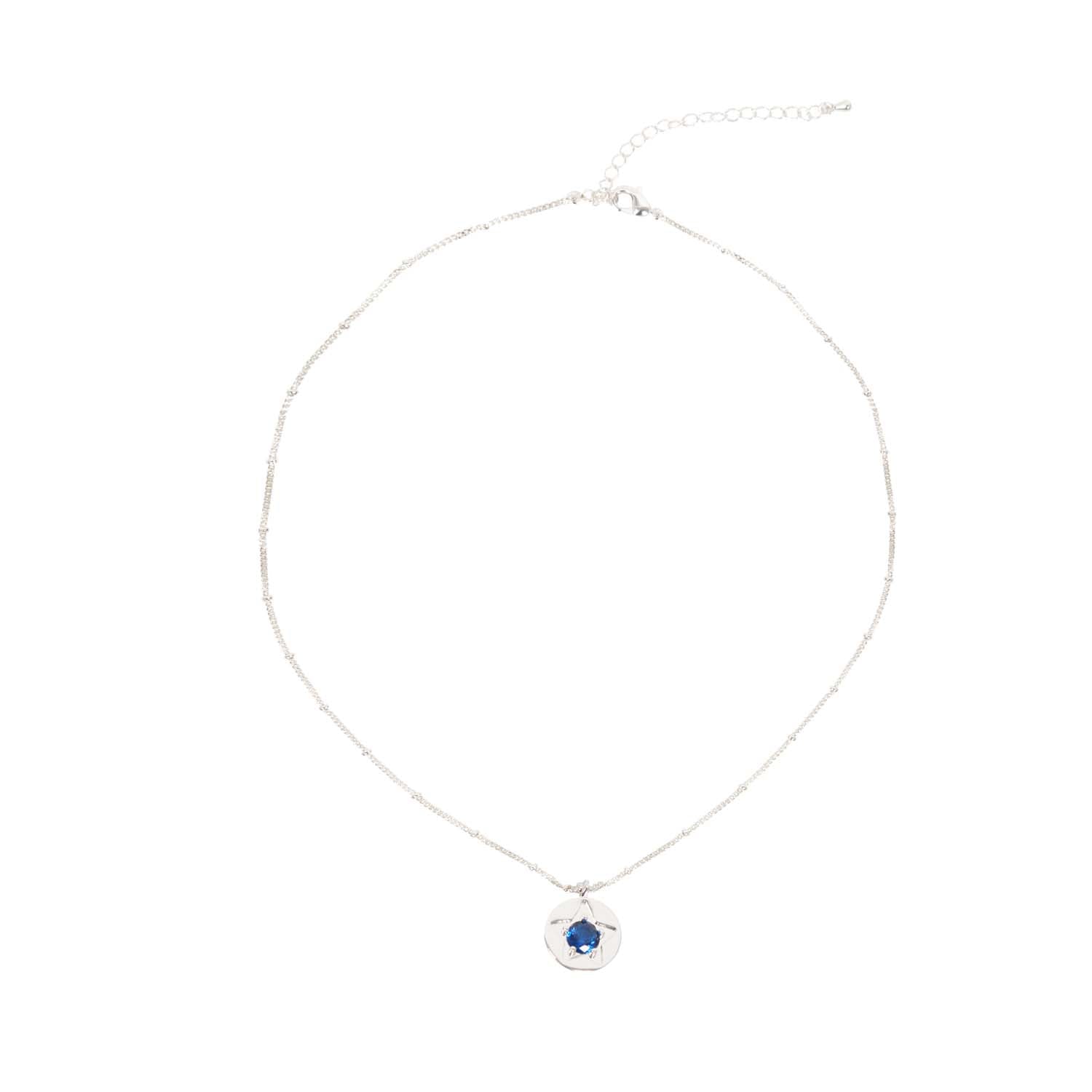 NECKLACE CLEAR CRYSTAL STAR DETAIL SILVER PLATED