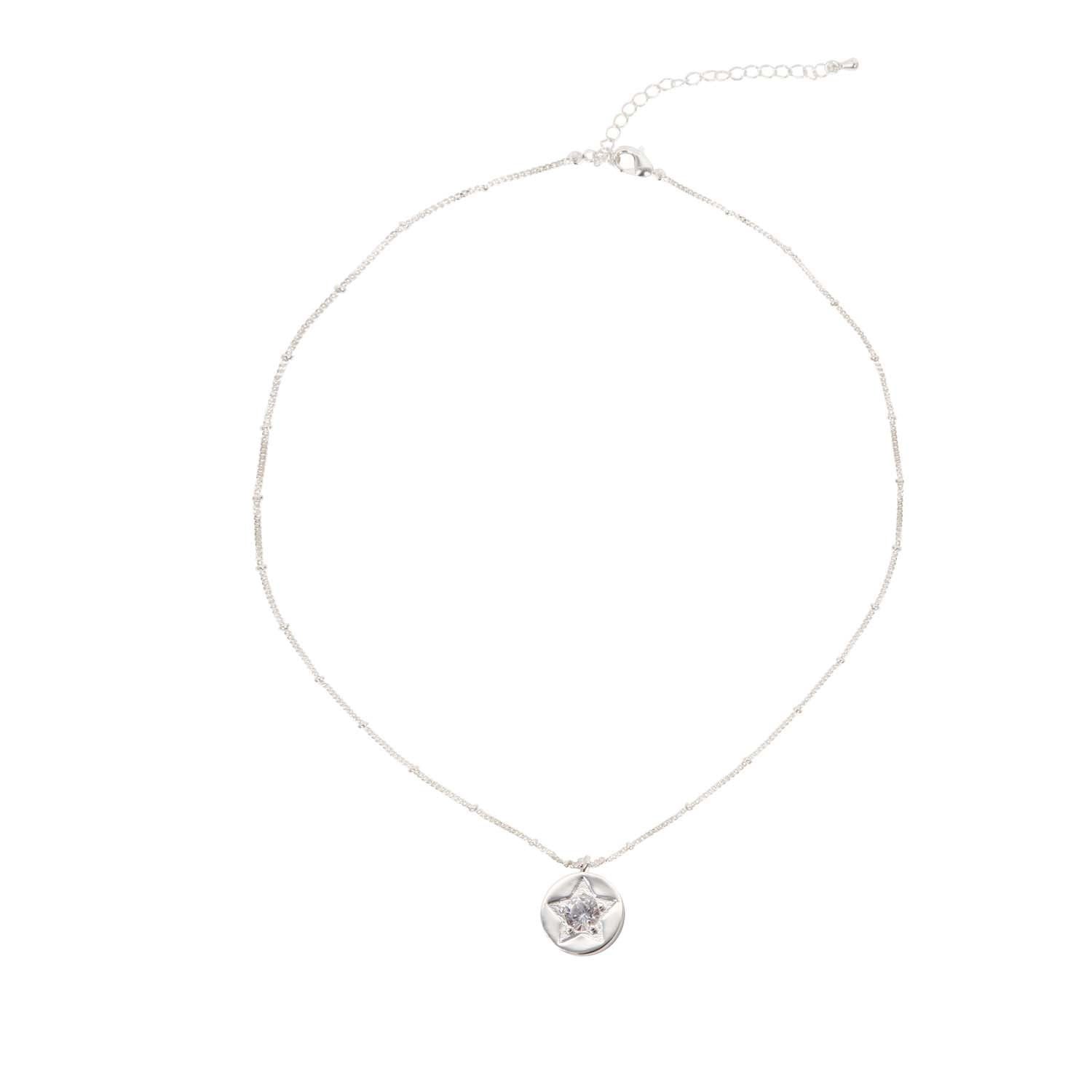 NECKLACE NAVY CRYSTAL STAR DETAIL SILVER PLATED
