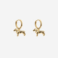 HOOP EARRING DOG CHARM 14K GOLD PLATED