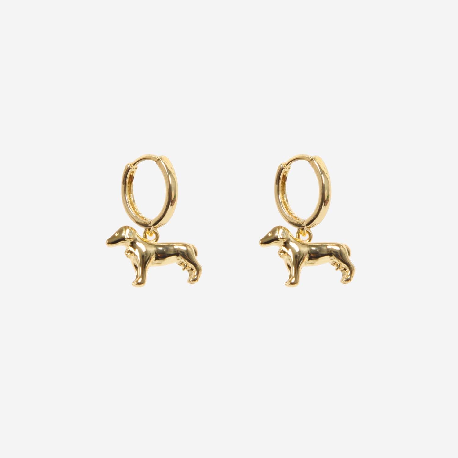 HOOP EARRING DOG CHARM 14K GOLD PLATED