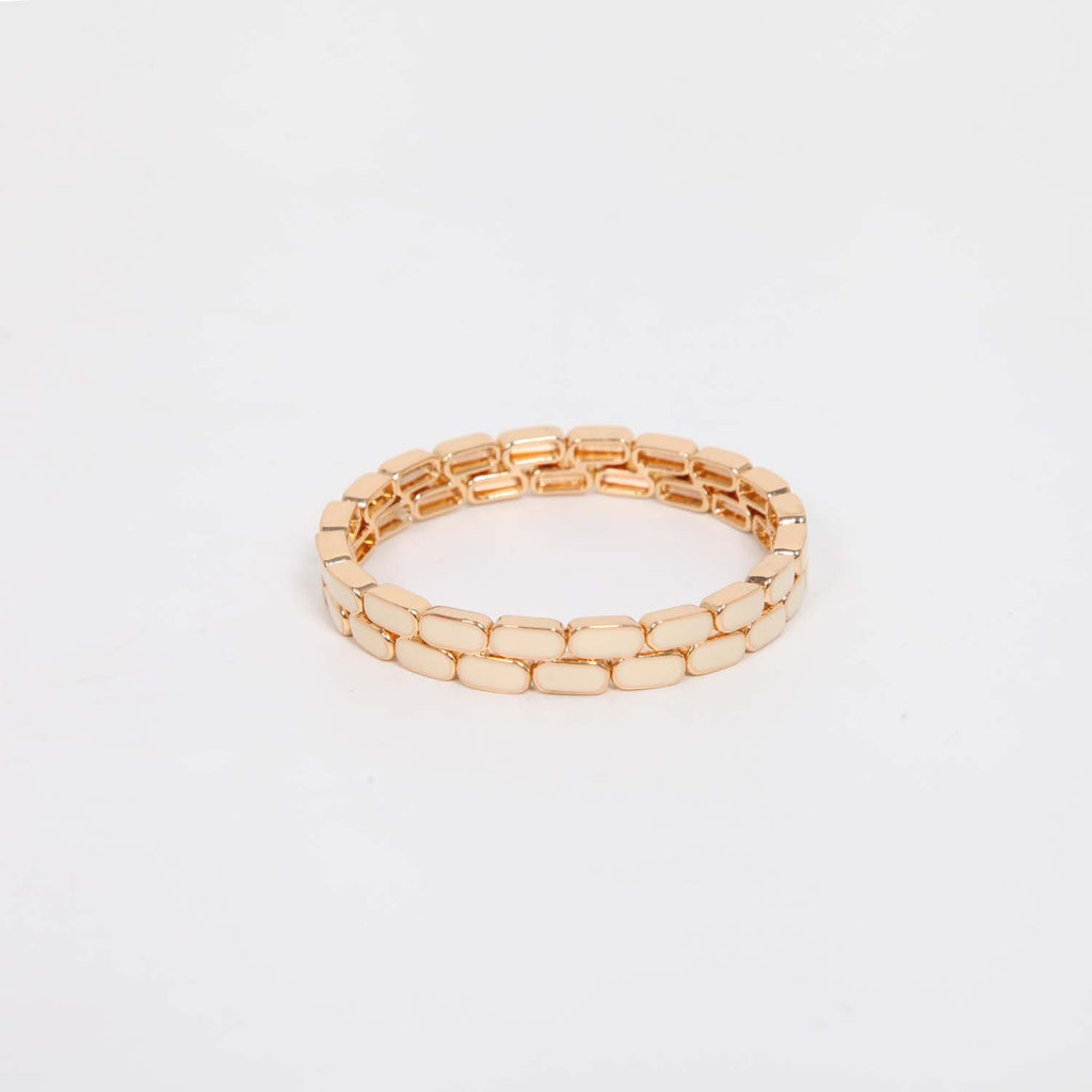 ELASTICATED ENAMEL TILE BRACELET IVORY