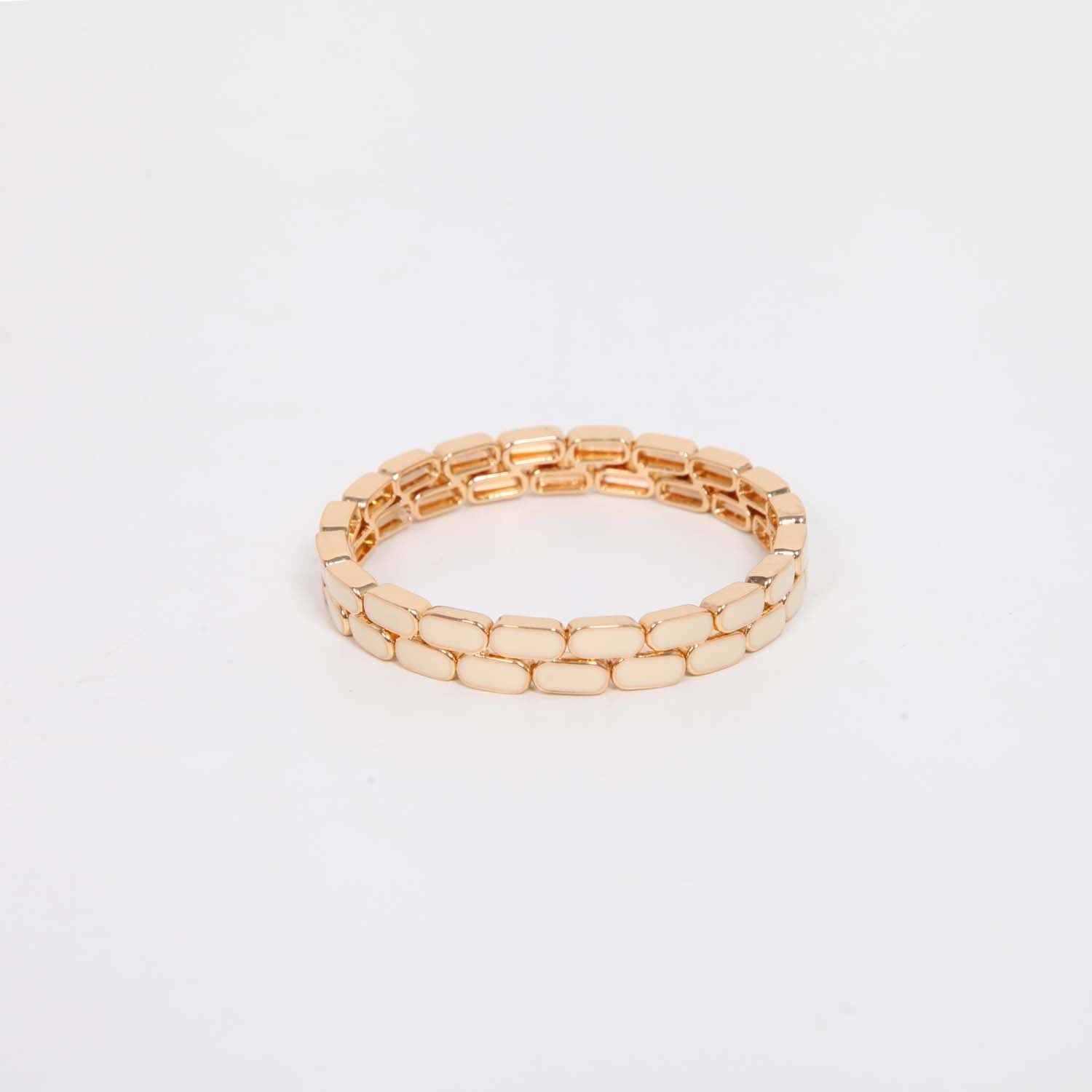 ELASTICATED ENAMEL TILE BRACELET IVORY
