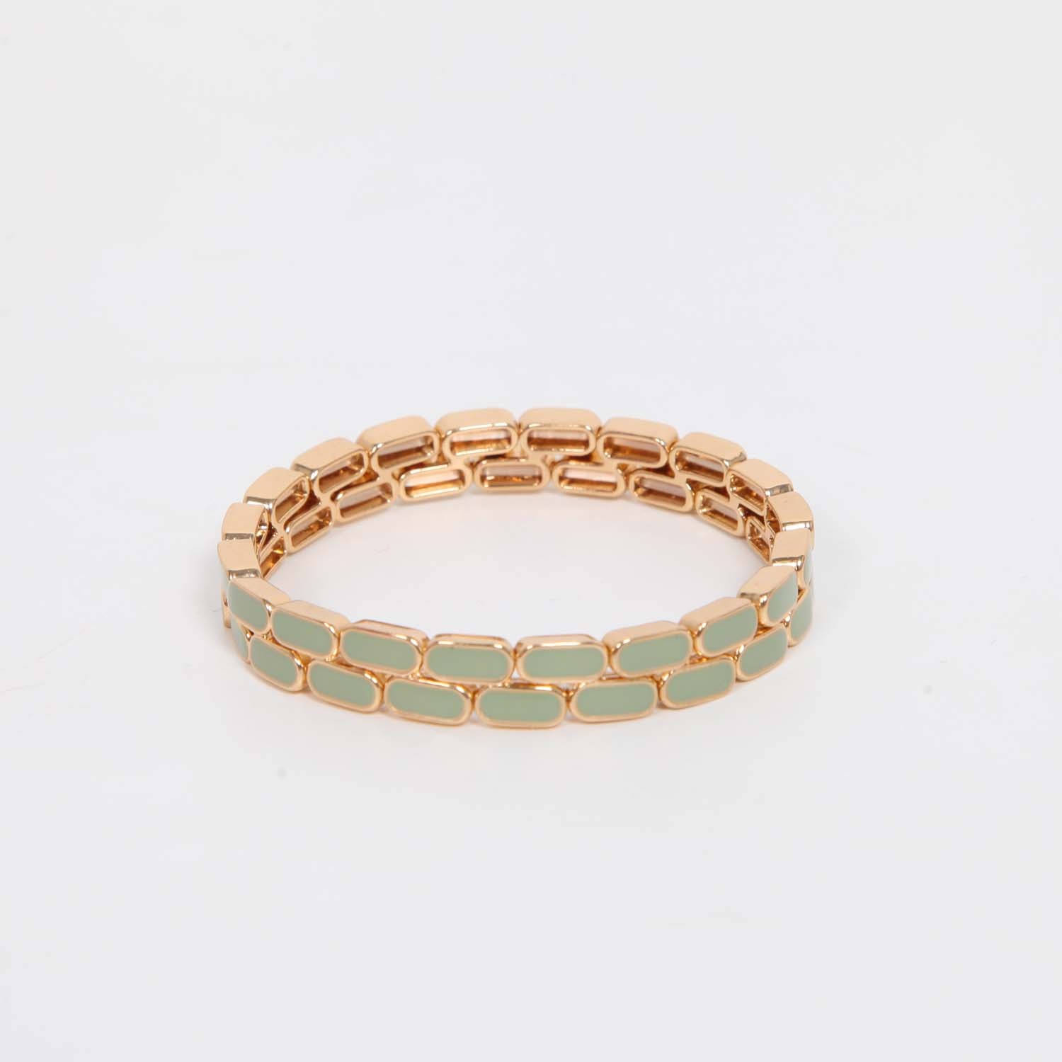 ELASTICATED ENAMEL TILE BRACELET SAGE
