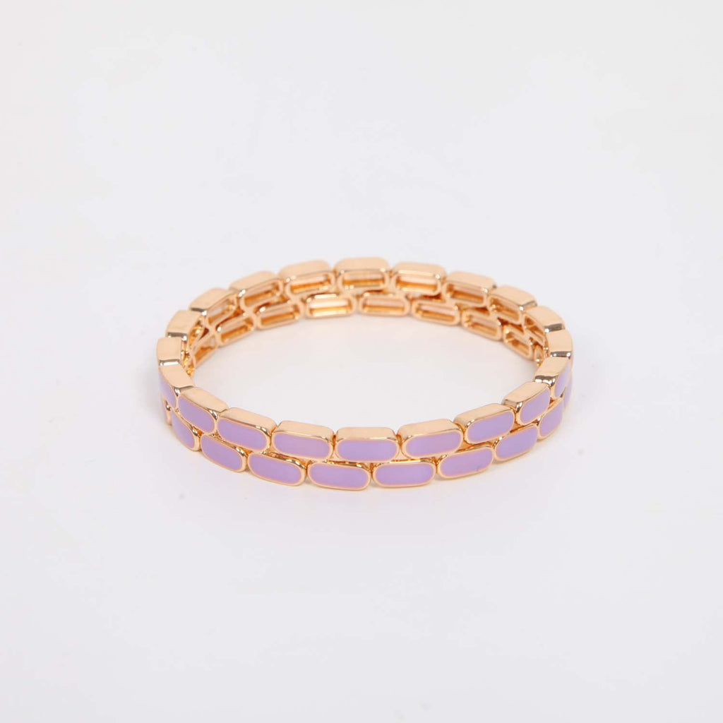 ELASTICATED ENAMEL TILE BRACELET HEATHER