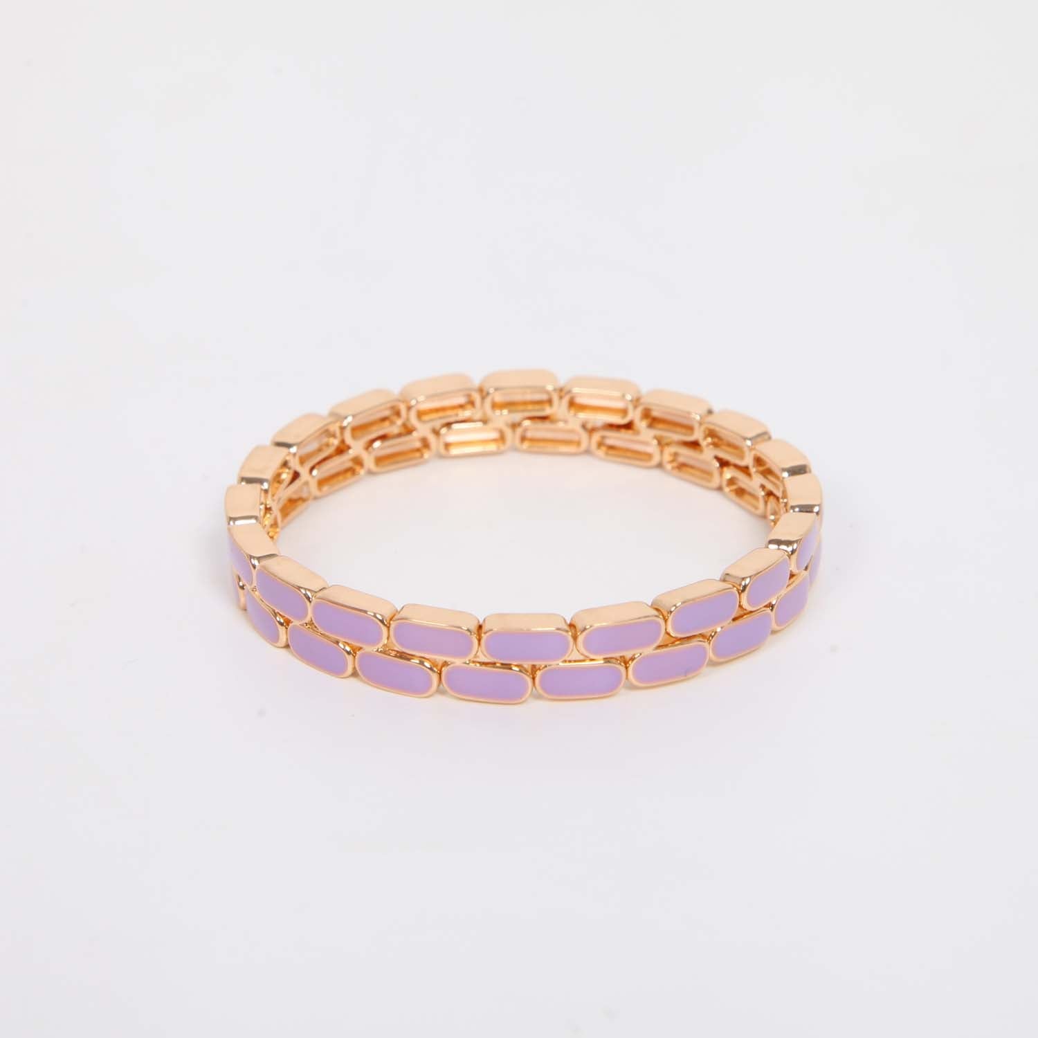 ELASTICATED ENAMEL TILE BRACELET HEATHER