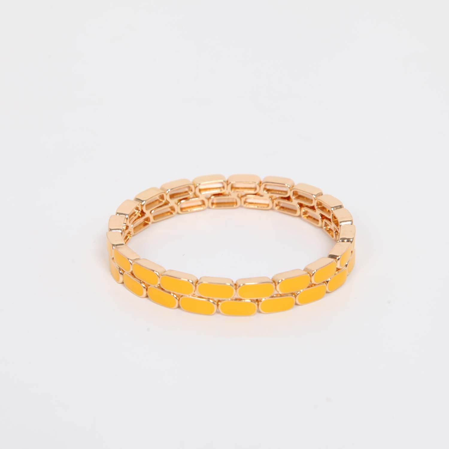 ELASTICATED ENAMEL TILE BRACELET YELLOW