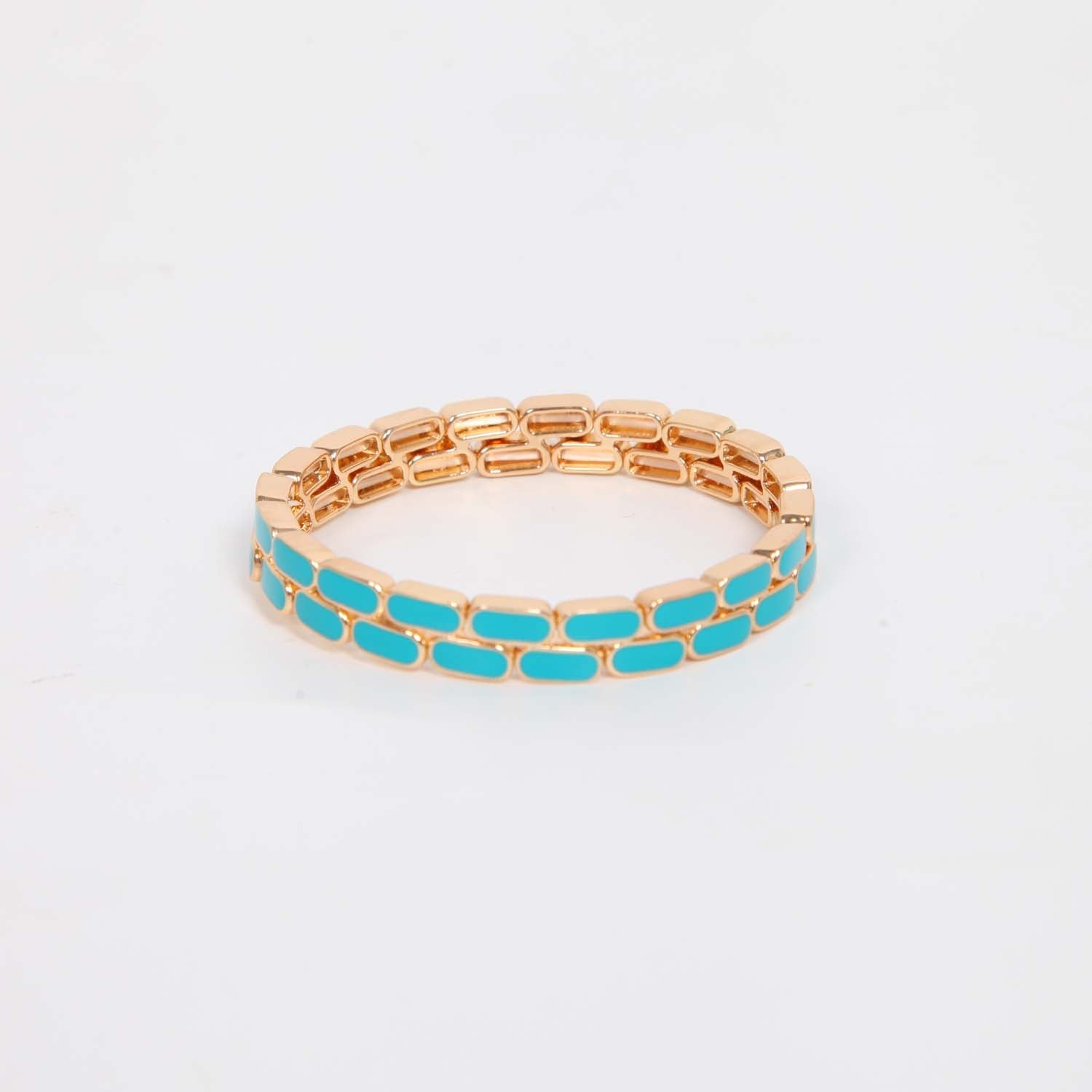 ELASTICATED ENAMEL TILE BRACELET TURQUOISE