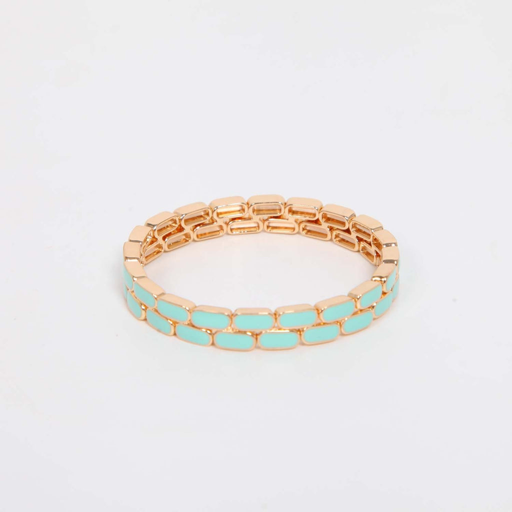 ELASTICATED ENAMEL TILE BRACELET MOSS