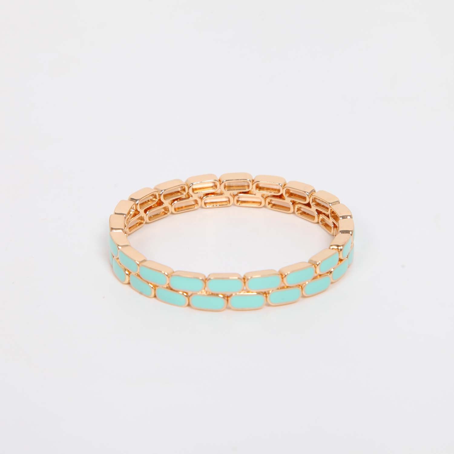 ELASTICATED ENAMEL TILE BRACELET MOSS