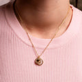 NECKLACE DOUBLE CHARM MOTHER OF PEARL + STAR 14K GOLD PLATED