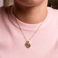 NECKLACE DOUBLE CHARM MOTHER OF PEARL + DOG 14K GOLD PLATED