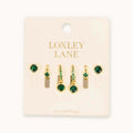 EVERYDAY EAR PARTY ROUND STACK GREEN 14K GOLD PLATED