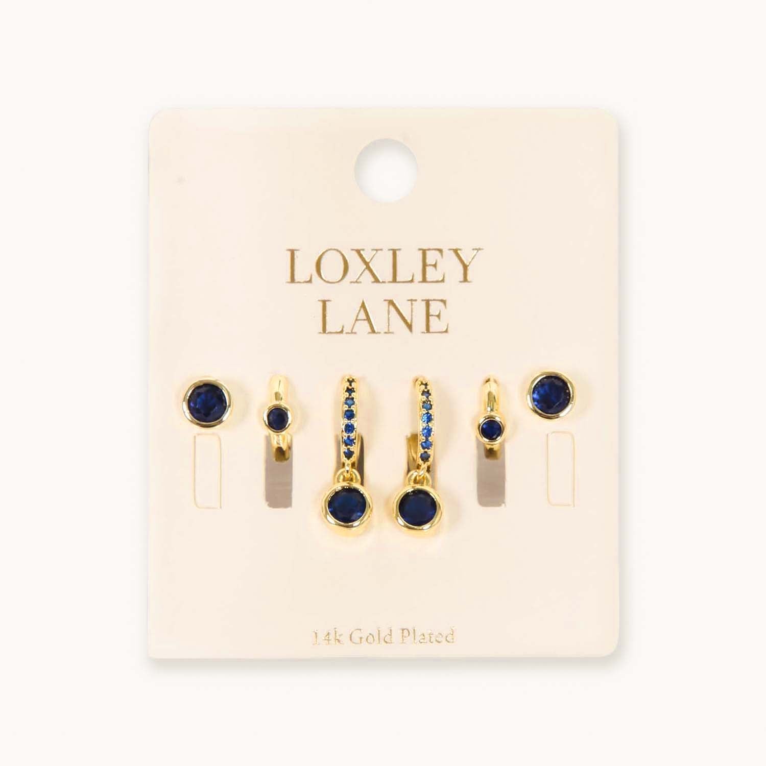 EVERYDAY EAR PARTY ROUND STACK NAVY 14K GOLD PLATED