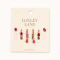 EVERYDAY EAR PARTY TEAR DROP STACK HOT PINK 14K GOLD PLATED