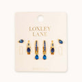 EVERYDAY EAR PARTY TEAR DROP STACK NAVY 14K GOLD PLATED