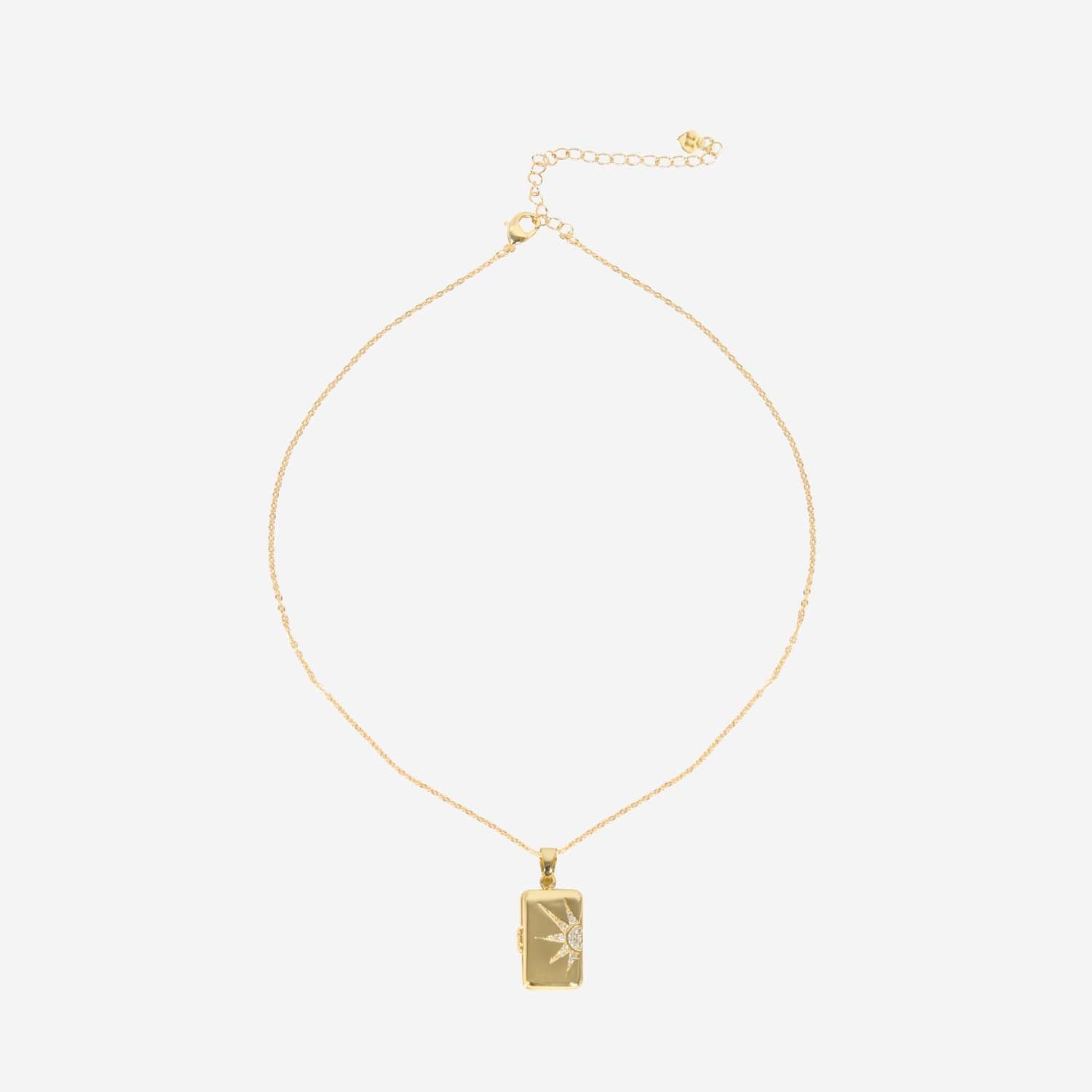 WRITTEN IN THE STARS LOCKET NECKLACE 14K GOLD PLATED