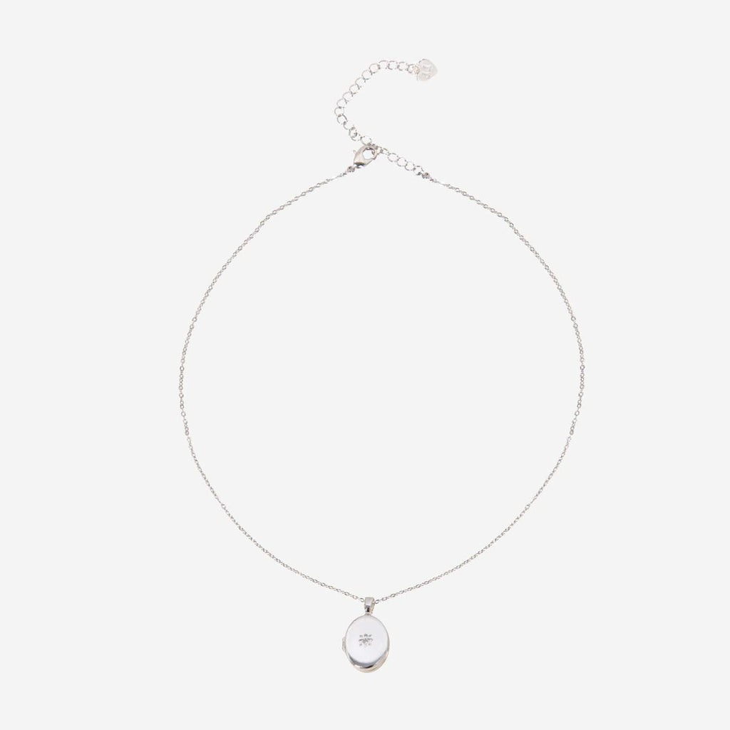 OVAL LOCKET NECKLACE SILVER PLATED
