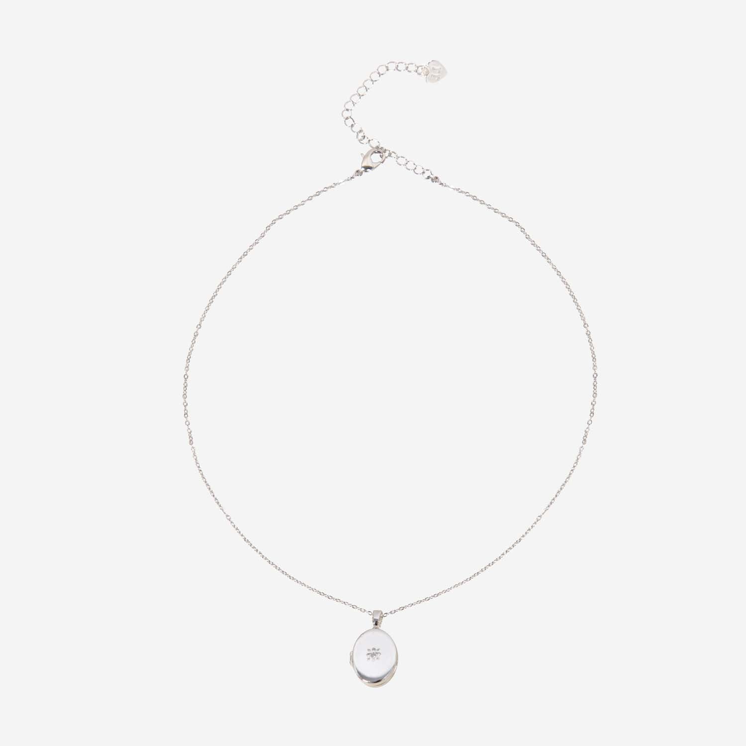 OVAL LOCKET NECKLACE SILVER PLATED