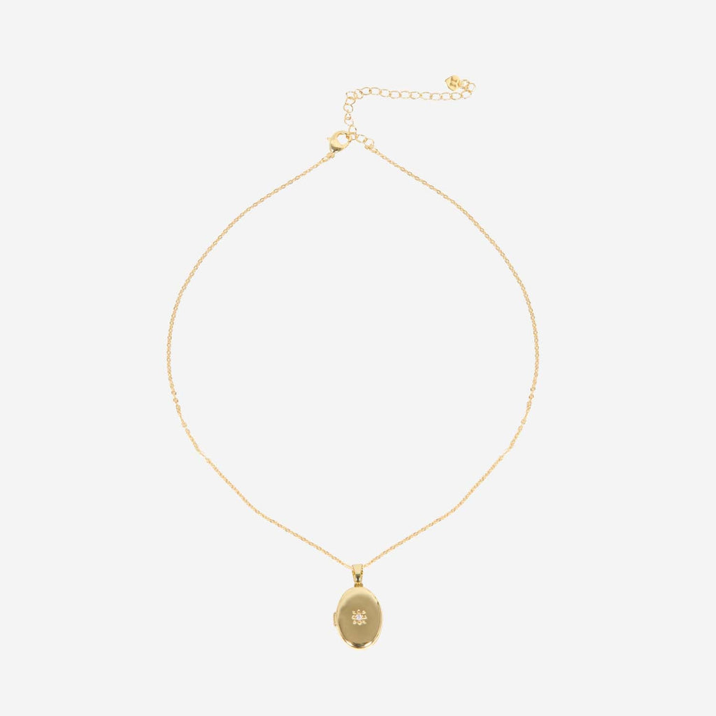 OVAL LOCKET NECKLACE 14K GOLD PLATED