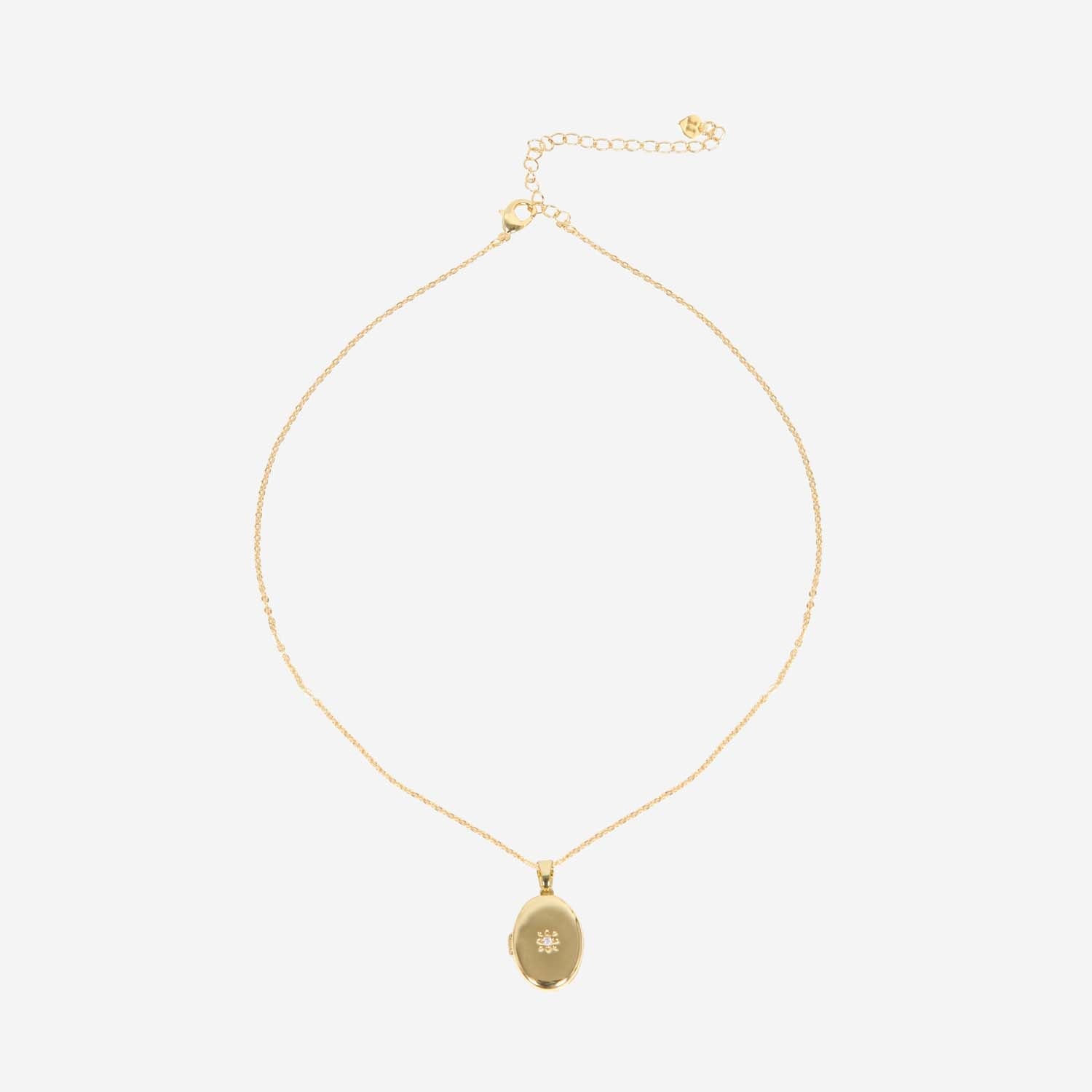 OVAL LOCKET NECKLACE 14K GOLD PLATED