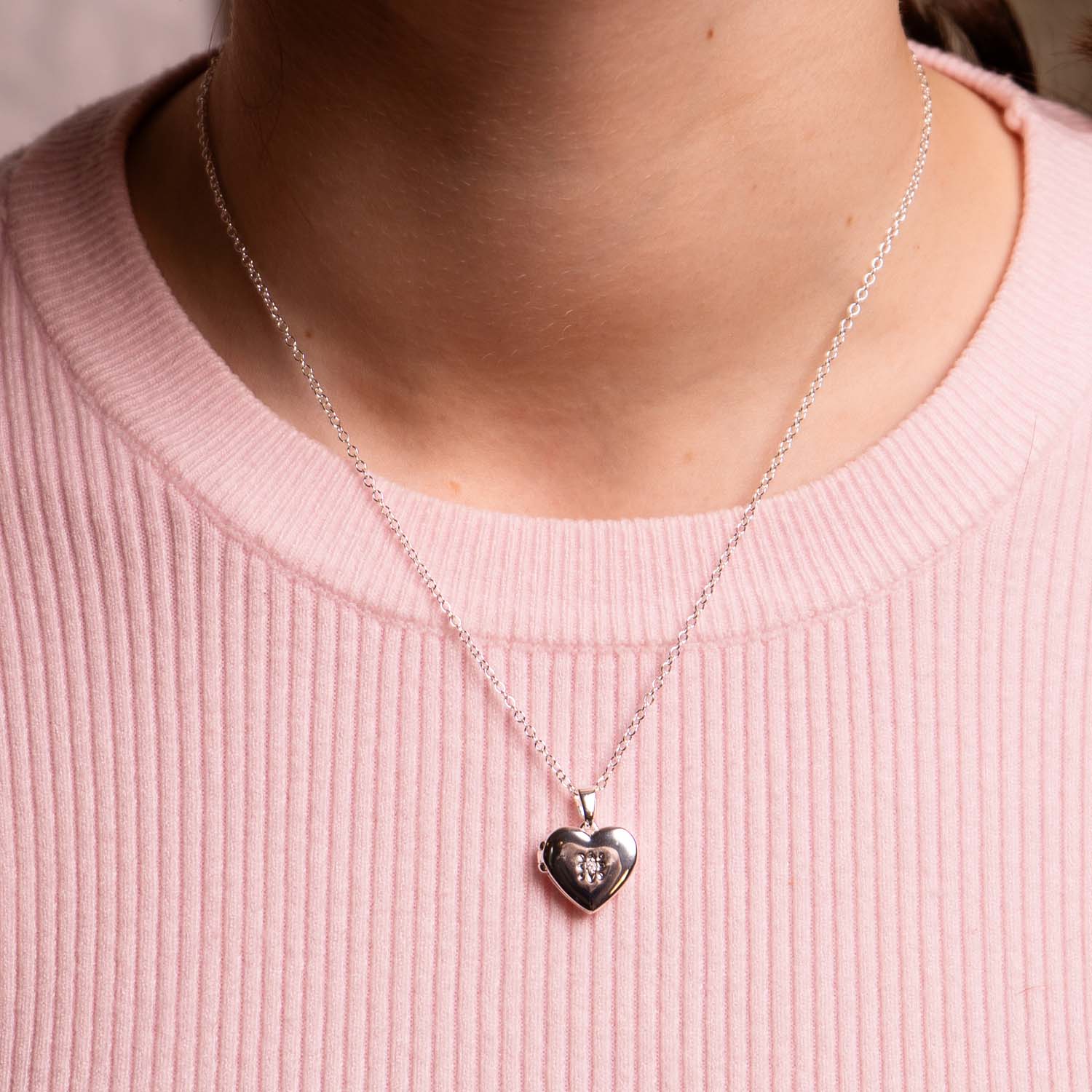 HEART LOCKET NECKLACE SILVER PLATED