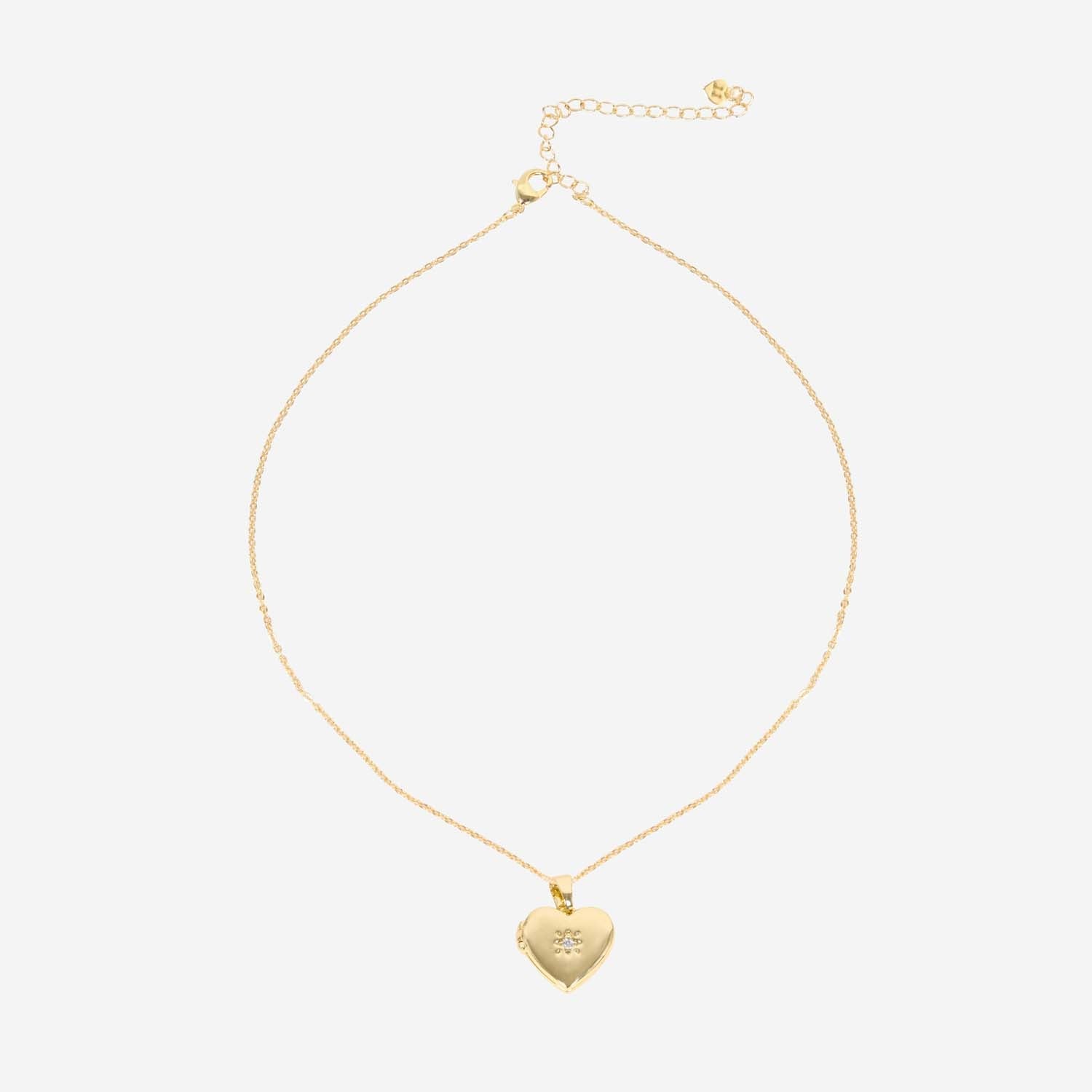 HEART LOCKET NECKLACE 14K GOLD PLATED