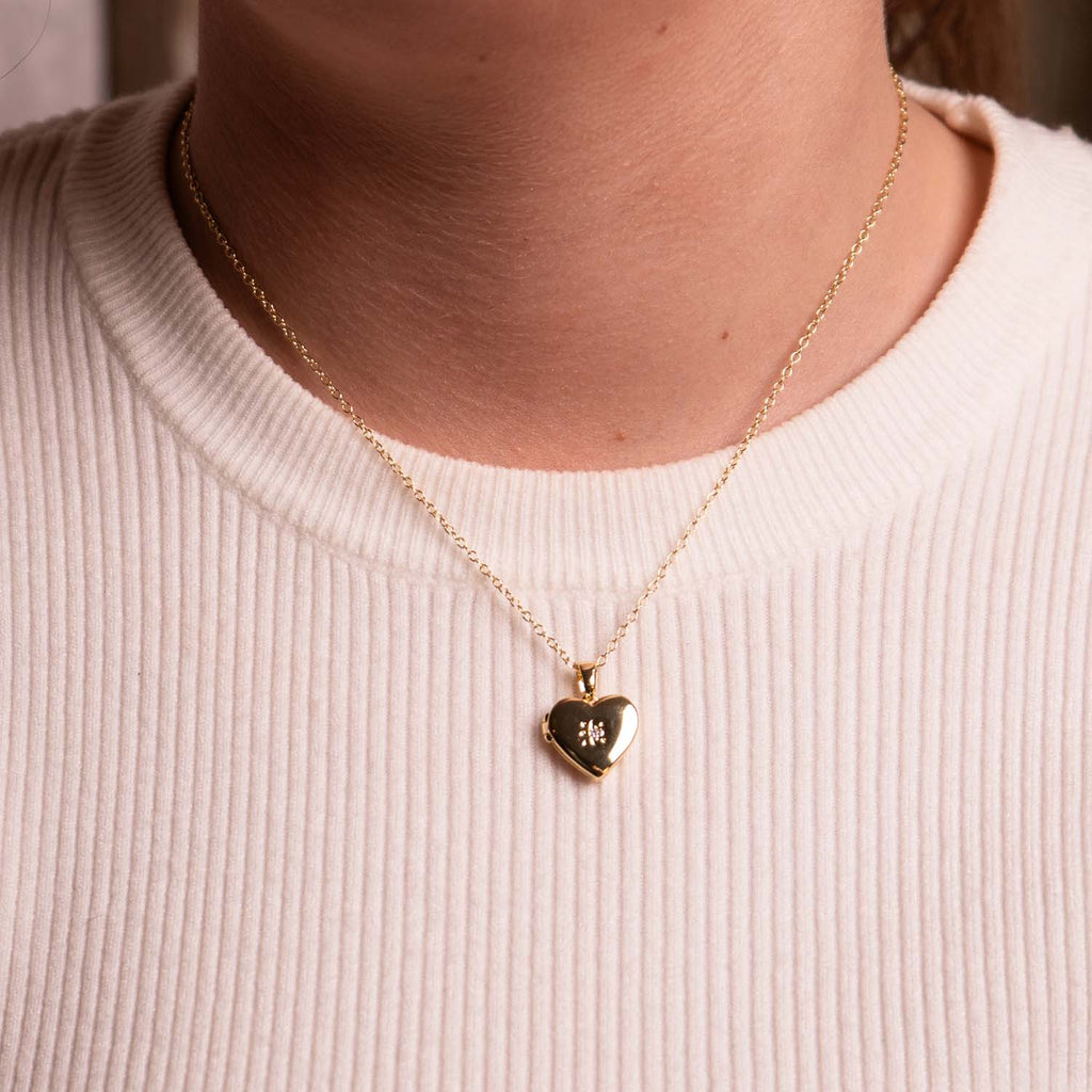HEART LOCKET NECKLACE 14K GOLD PLATED
