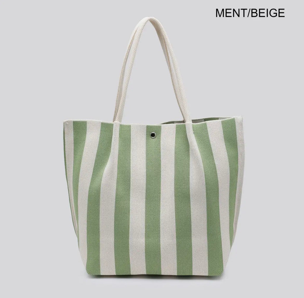 Striped Fabric Tote Bag