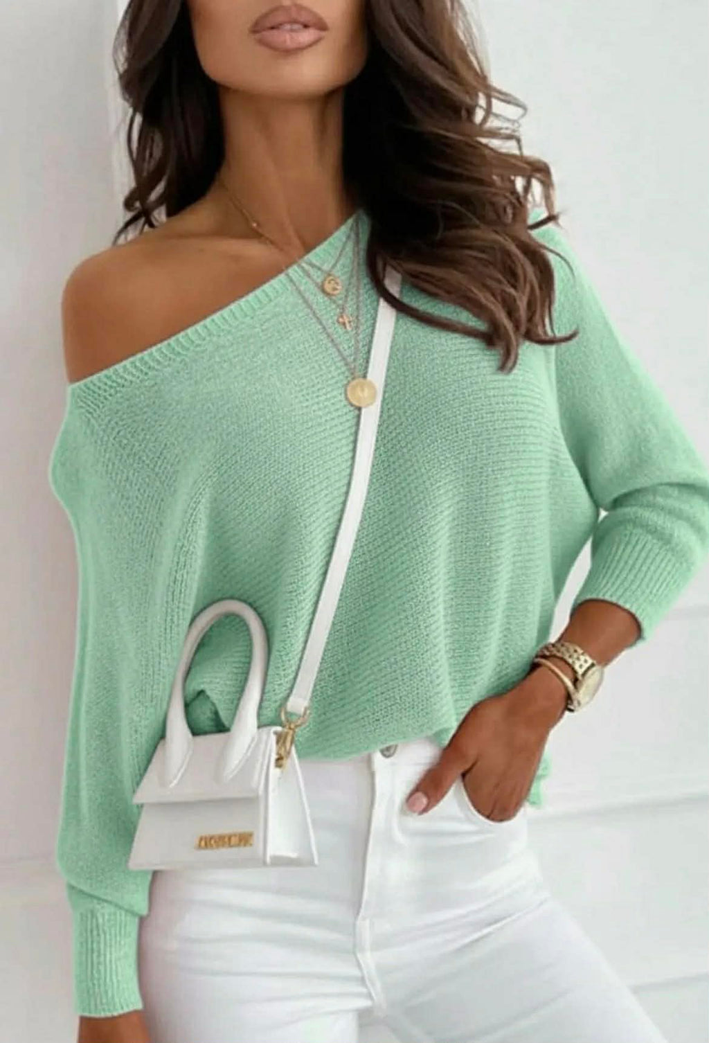 Kori Open Back Bow Jumper - Mint