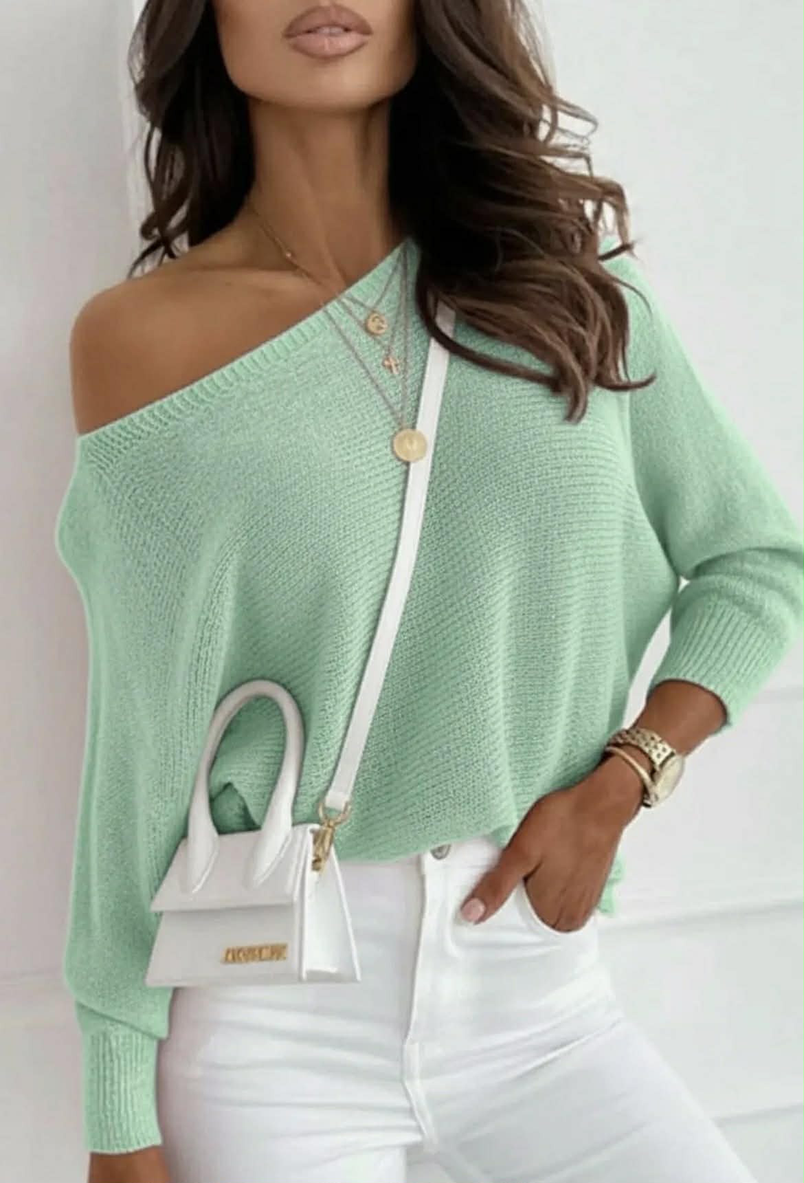 Kori Open Back Bow Jumper - Mint