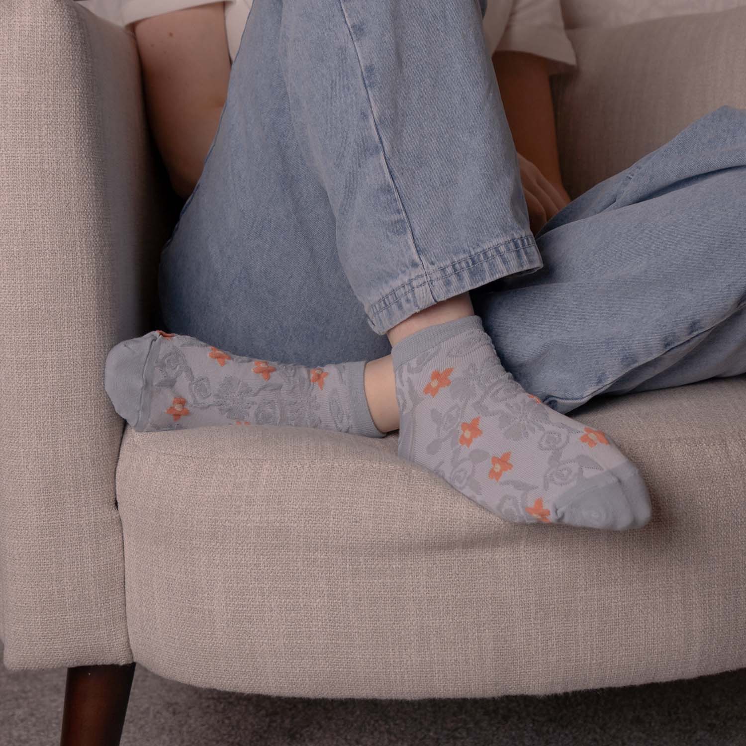 WOMENS COTTON FLORAL TRAINER SOCKS SET OF 3 ASSORTED