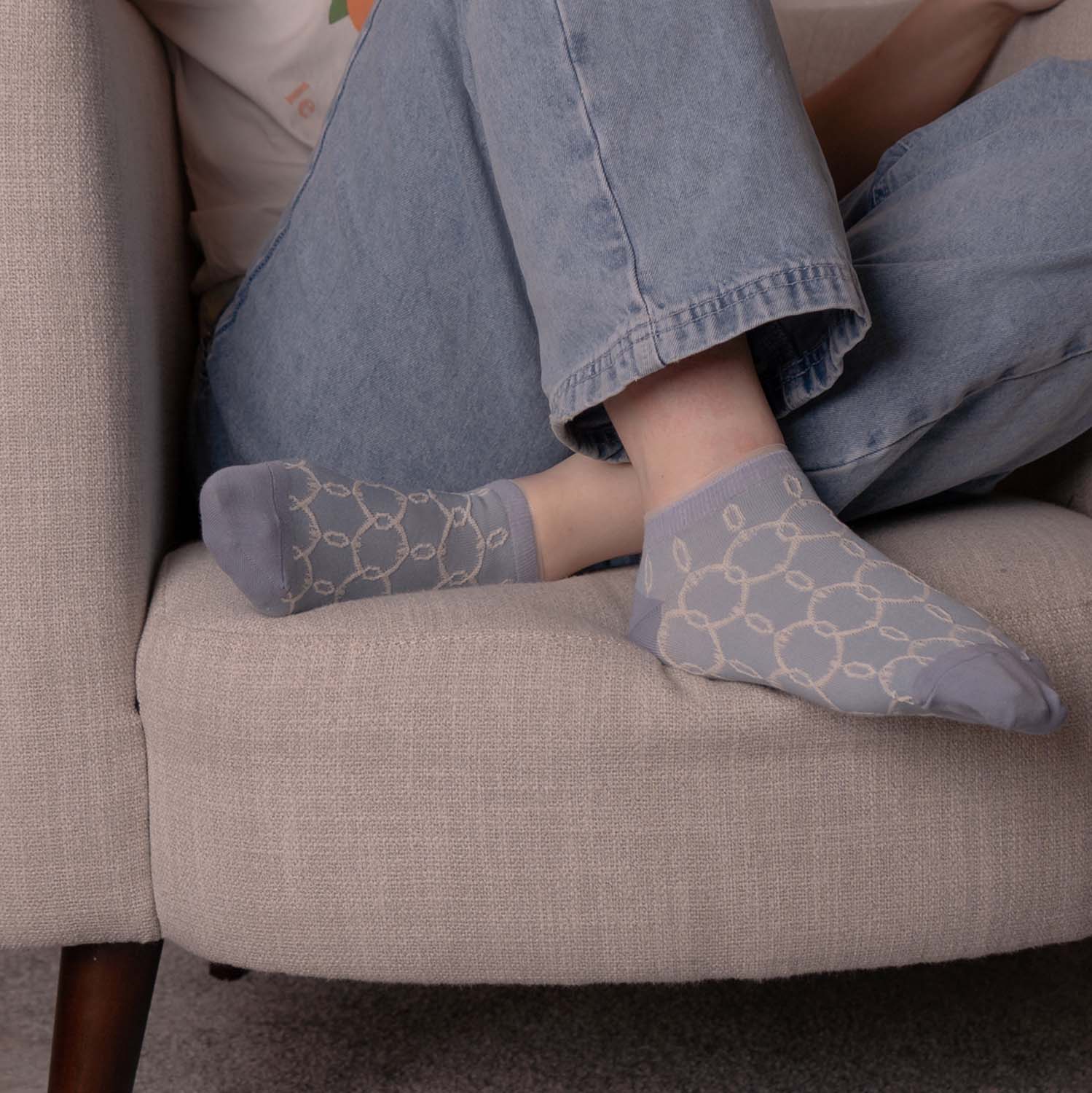 WOMENS COTTON FLORAL TRAINER SOCKS SET OF 4 ASSORTED