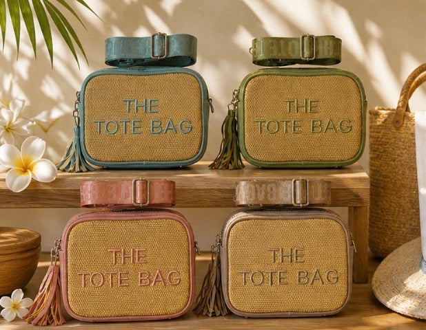 Woven detail cross body summer camera style bag