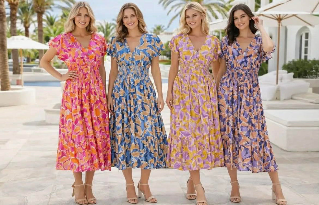 Contrast Petal V Midi Dress