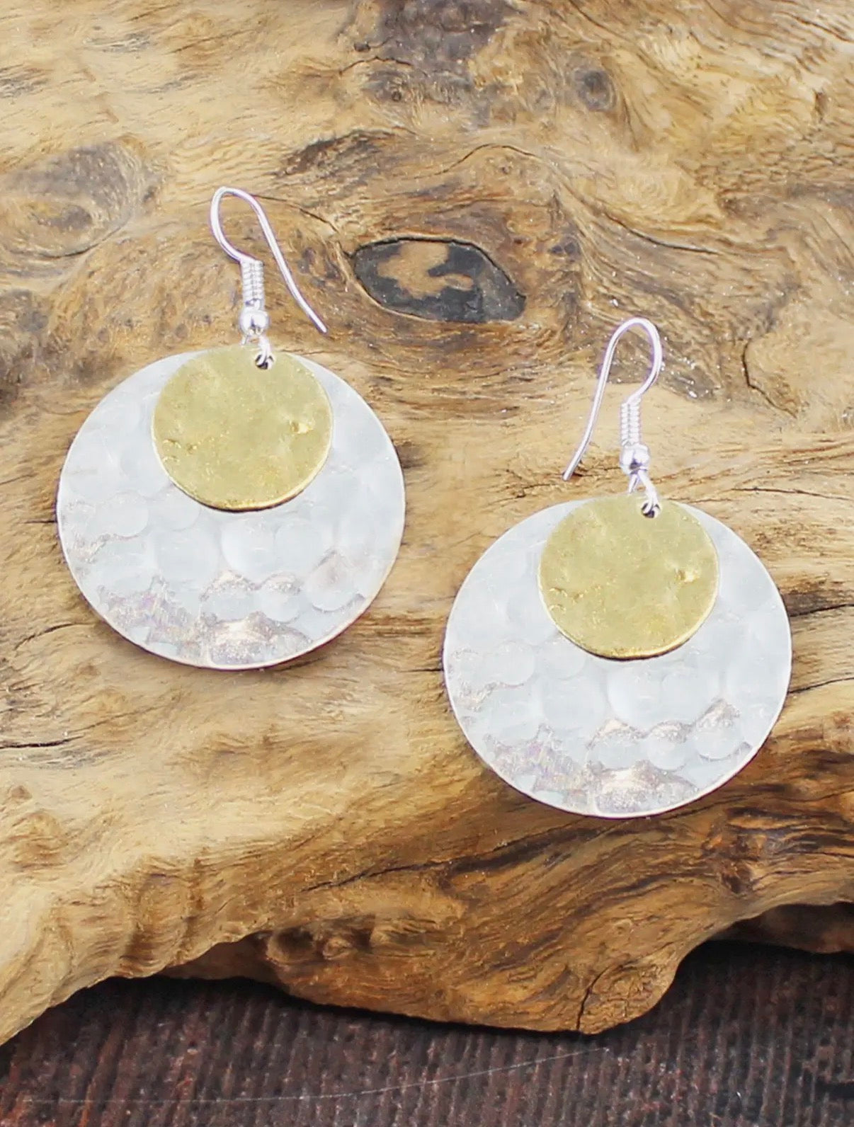DOUBLE BEATEN DISC EARRINGS