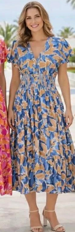 Contrast Petal V Midi Dress