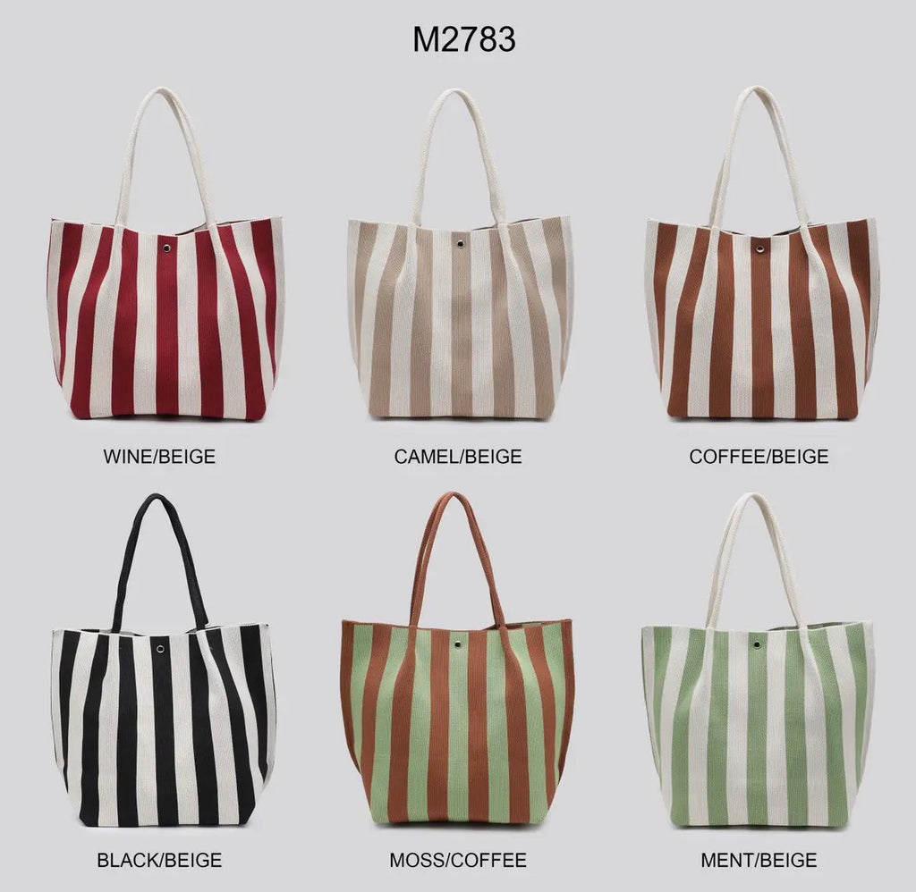 Striped Fabric Tote Bag