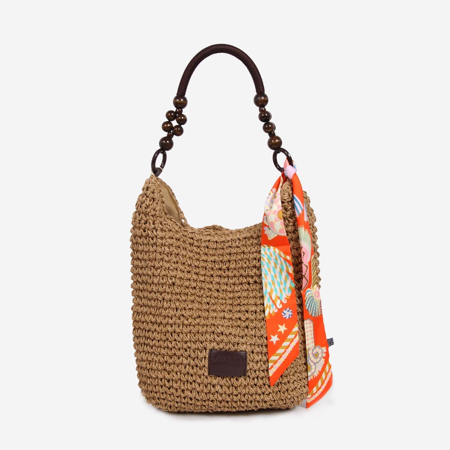 HANDMADE STRAW BEADED BAG WITH TWILLY DETAIL NATURAL