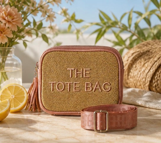 Woven detail cross body summer camera style bag