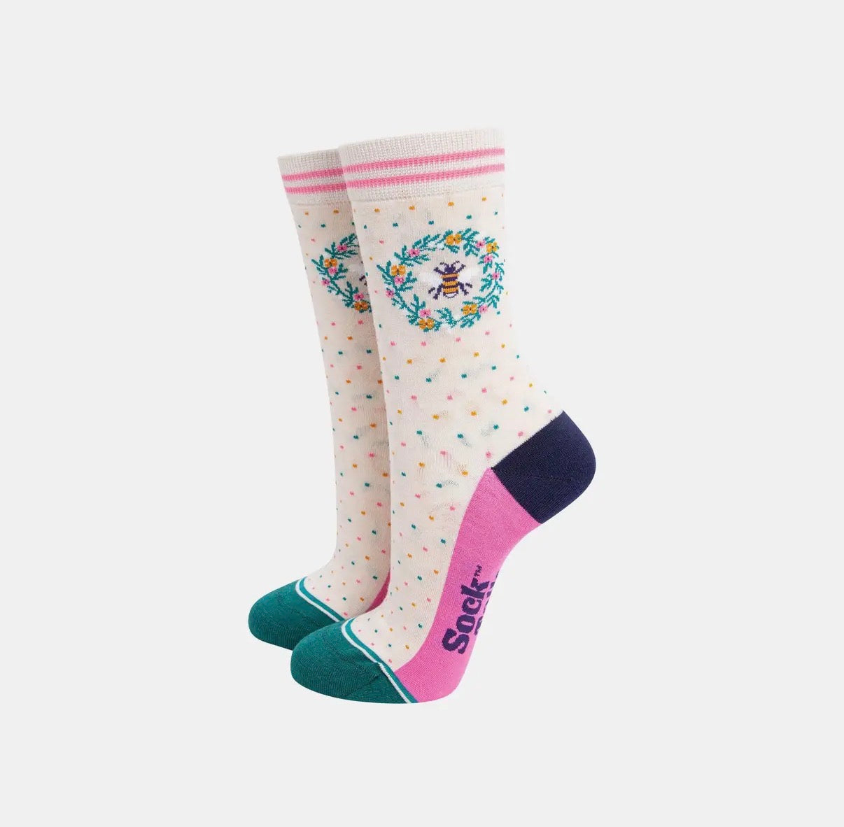 BEE FLORAL WREATH BAMBOO SOCKS